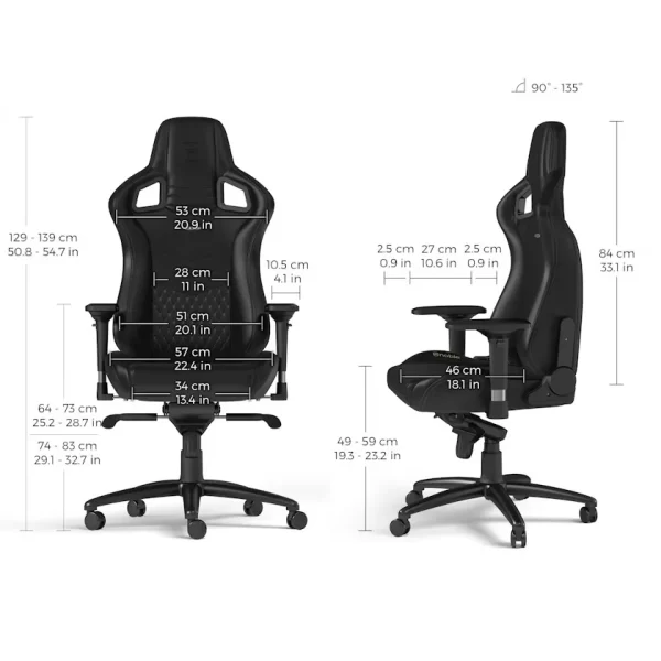 noblechairs EPIC Real Leather Gaming Chair Black - Image 2
